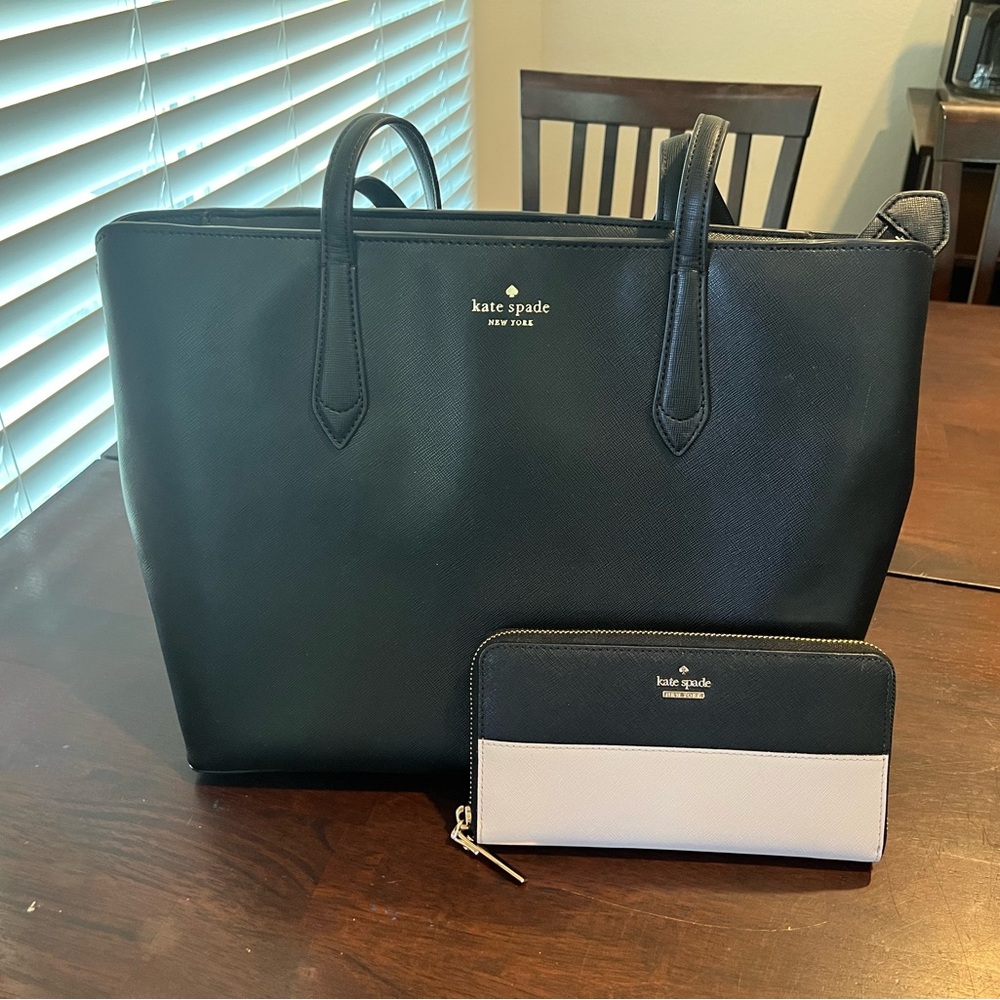 Kate Spade Black and White Tote with Wallet